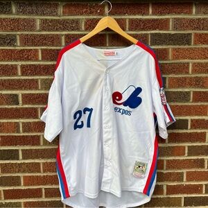 Mitchell & Ness White Blue Red Guerrero #27 Montreal Expos Baseball Jersey